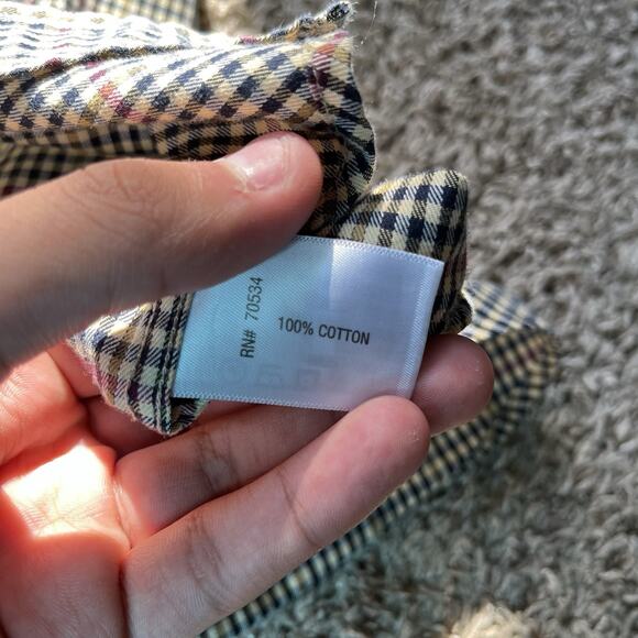 Orvis men's heavy flannel button down shirt with pockets sz Small Beige Brown - Picture 7 of 9